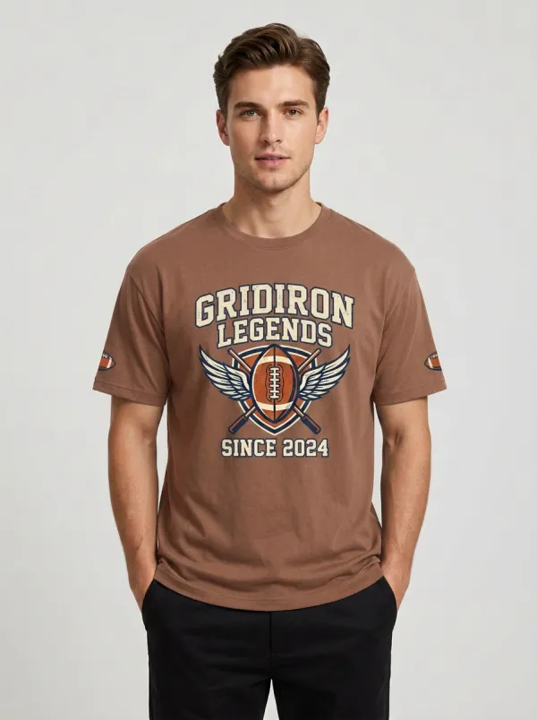 Men's American Football Gridiron Legends Winged Ball Printed T-Shirt