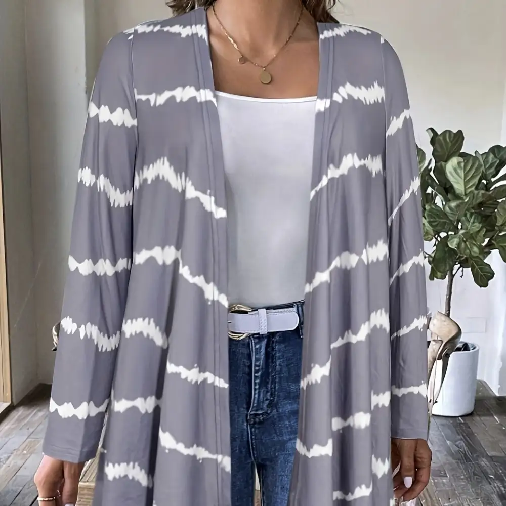 Printed Open Front Jacket