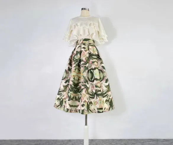 Versatile Neat Embroidered High Waist Skirt