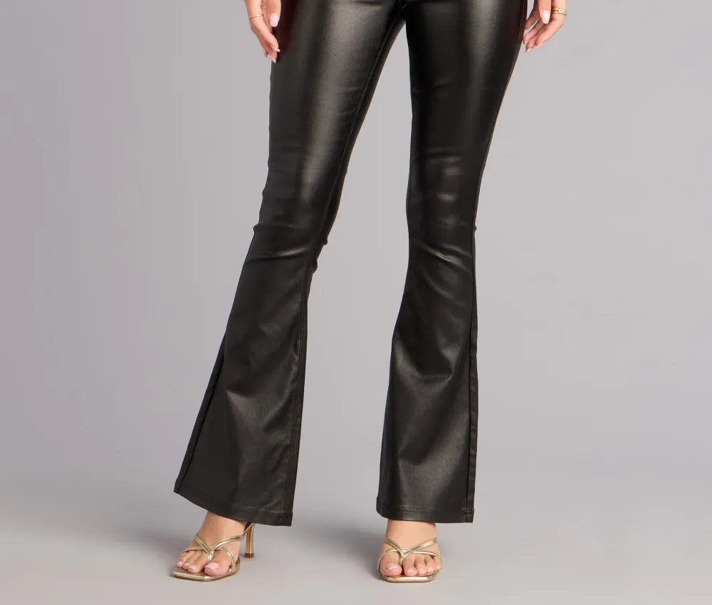 Black Faux Leather High-Rise Pants