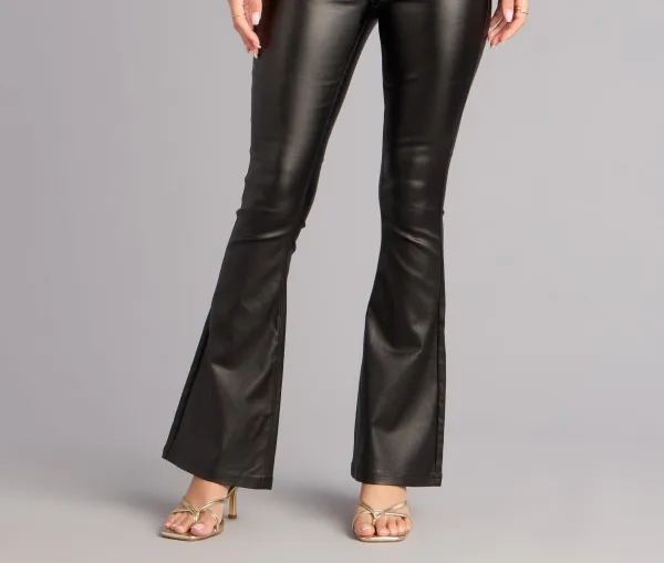 Black Faux Leather High-Rise Pants