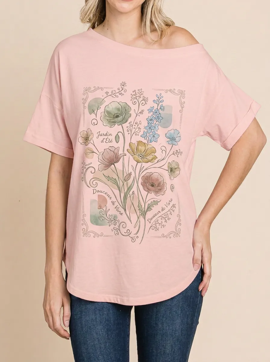 Women's Botanical Garden Floral Jardin d'été Printed T-shirt
