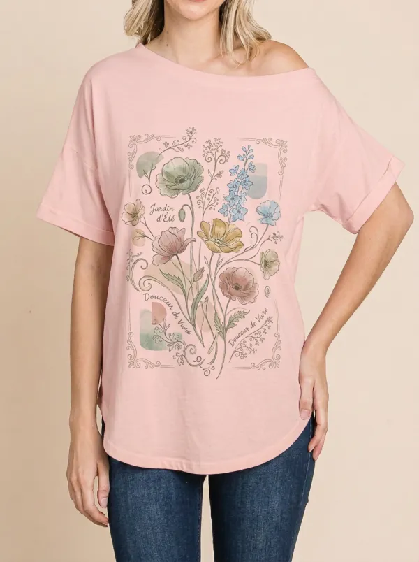 Women's Botanical Garden Floral Jardin d'été Printed T-shirt