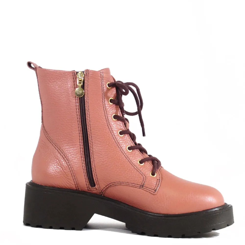 Patent Lace Up Combat Ankle Boots
