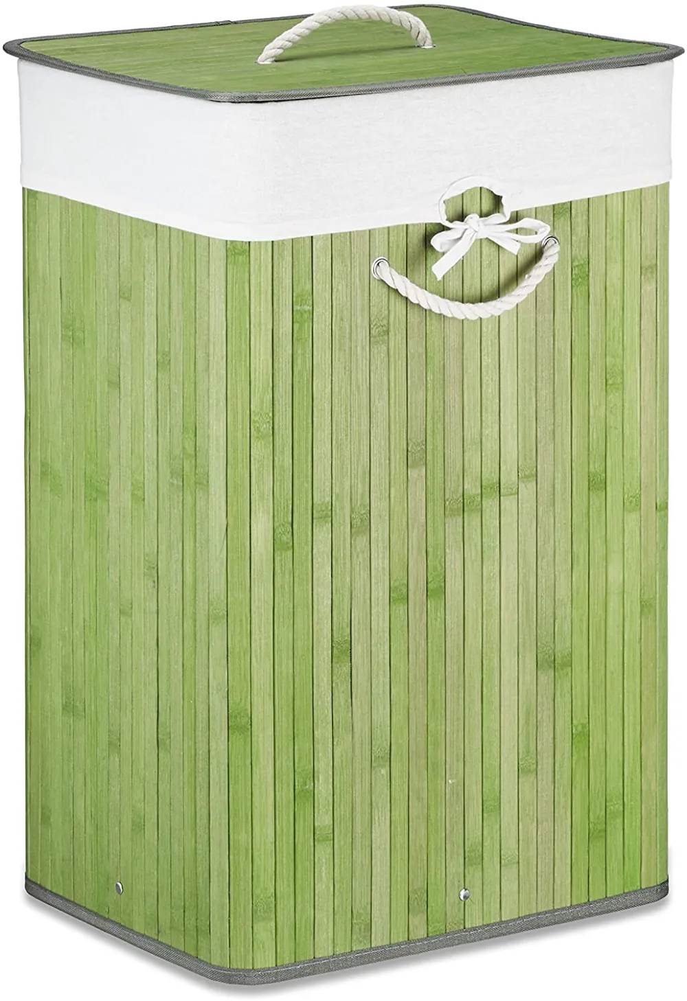 Modern Lidded Bamboo Cotton  Laundry Basket