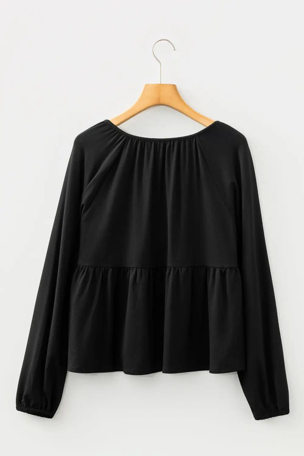 Smocked V-Neck Button Front Blouse