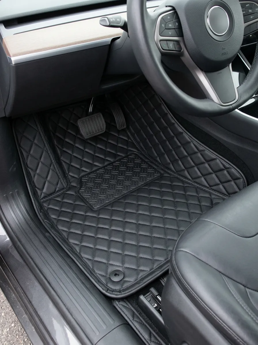 Classic Diamond-Quilted Quilted Car Floor Mats