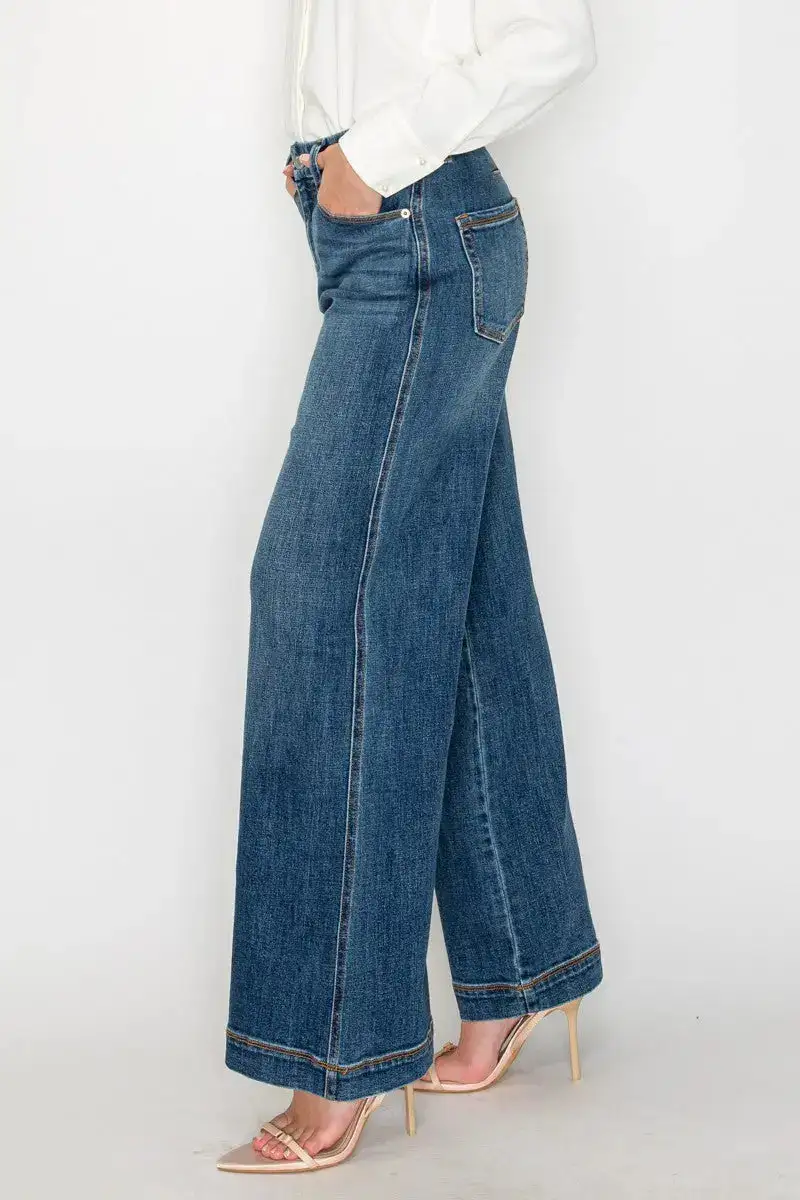 High Rise Vintage Style Wide Leg Denim Jeans