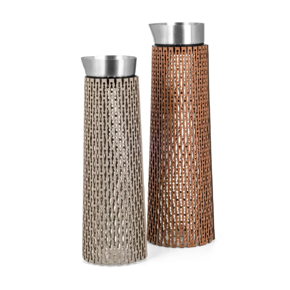 Leather-Wrapped Glass Carafe