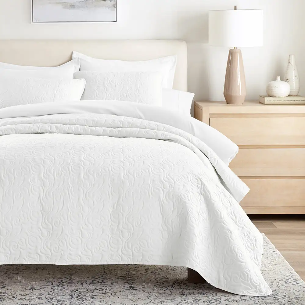 Floral Stitch Quilted Coverlet Set