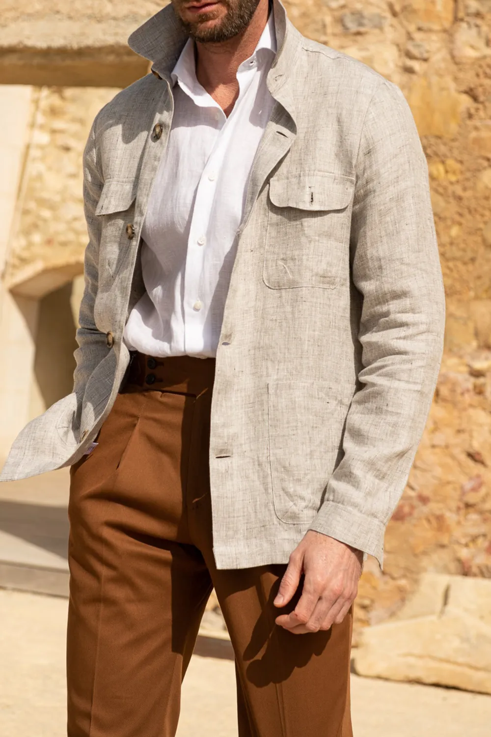 Cognac Cotton Trousers Men'S Fashion