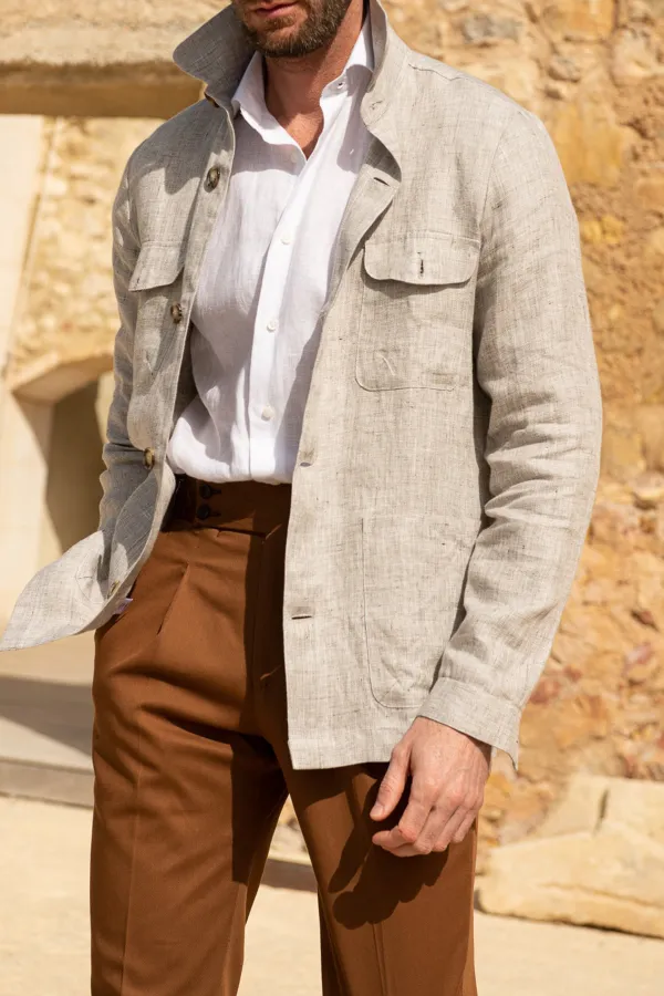 Cognac Cotton Trousers Men'S Fashion