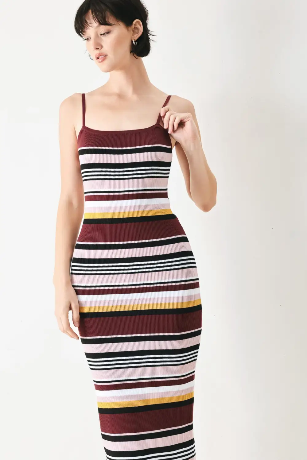 Knit Striped Midi Dress