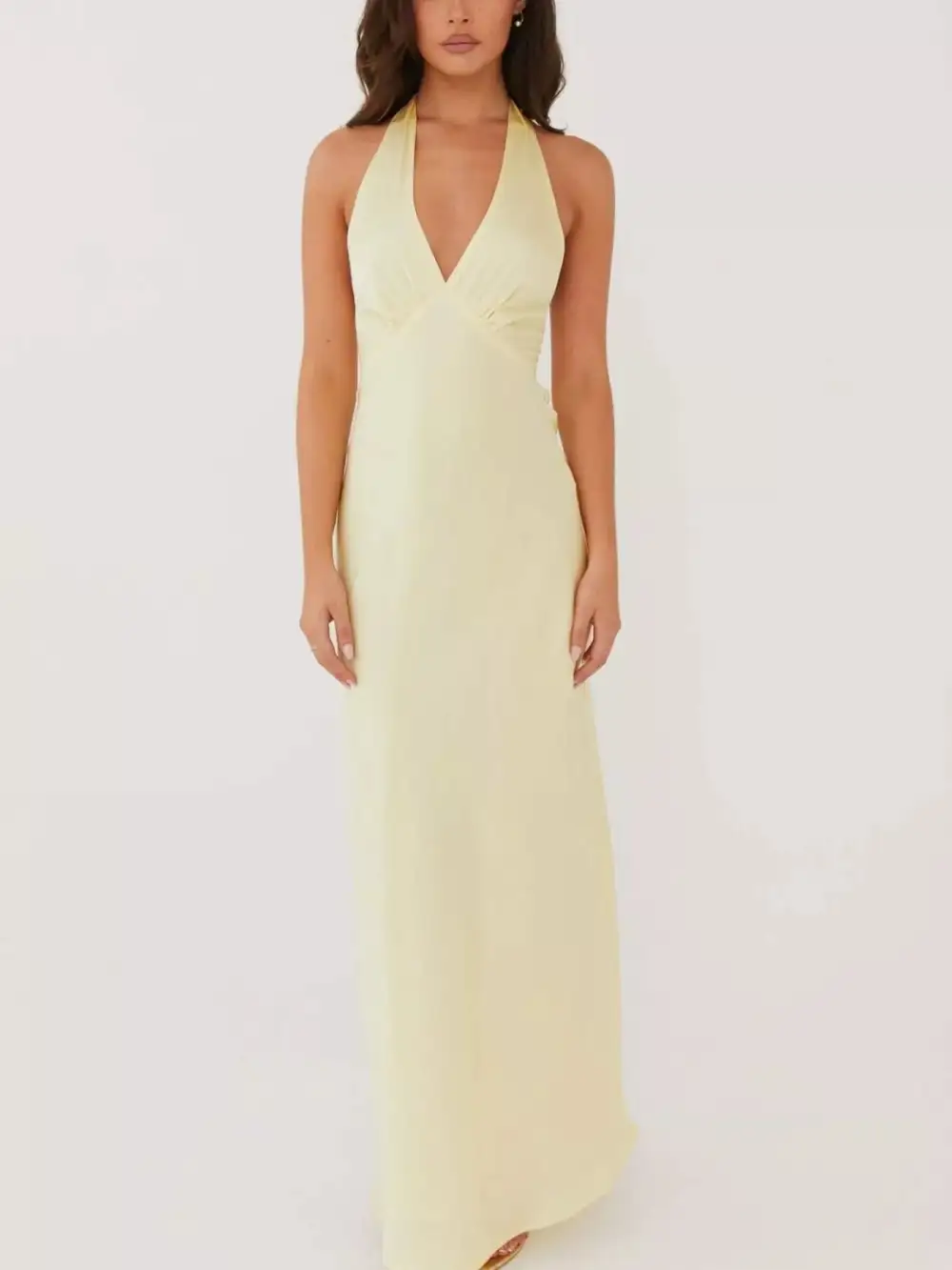 Halter Sleeveless Cotton Maxi Dress