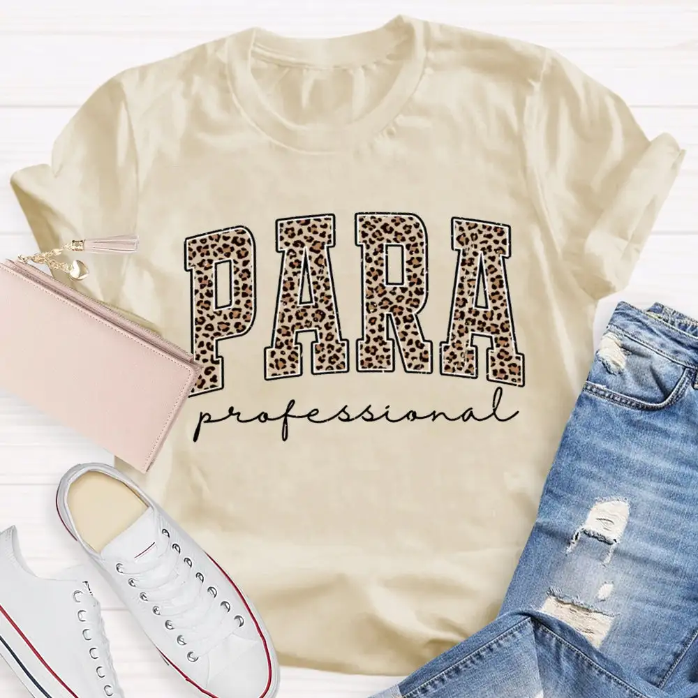 Paraprofessional Teacher Leopard Para T-Shirt