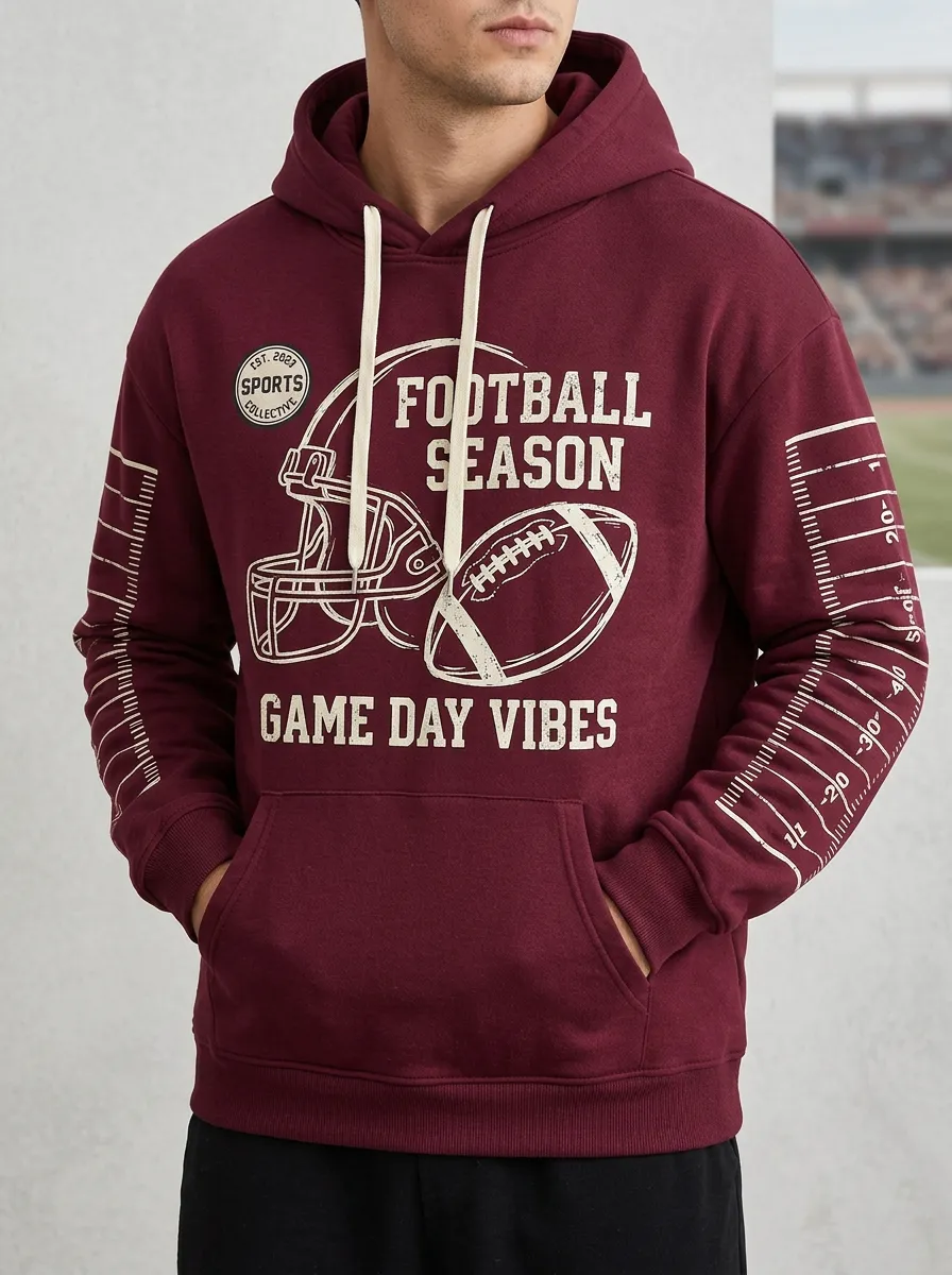 Men's Football Season Helmet Ball Hoodie
