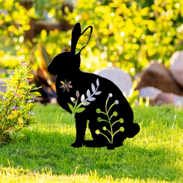 4 Pcs Bunny Silhouette Garden Stakes