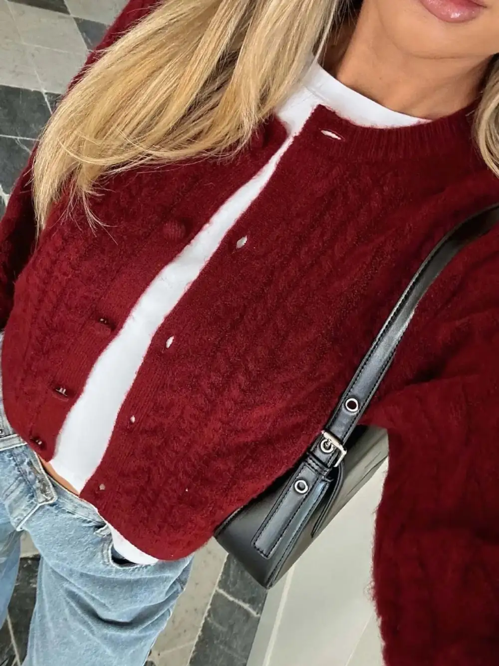 Button Up Cable Knit Cardigan