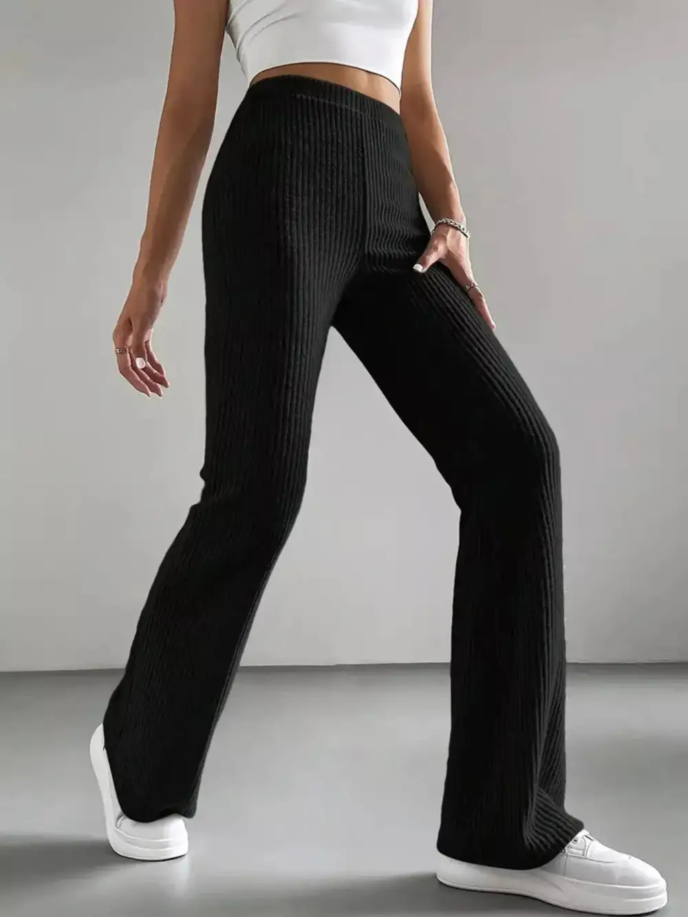 High Waist Flared Casual Pants