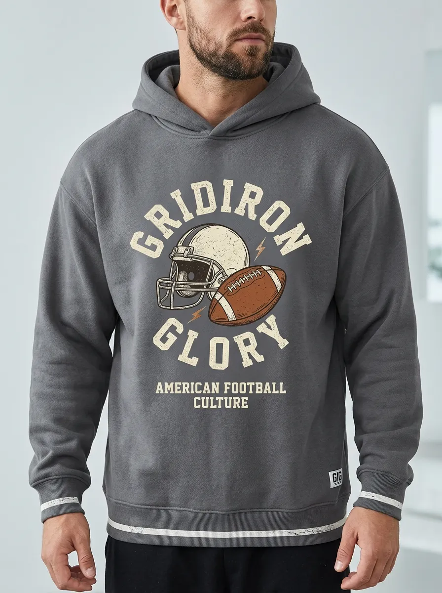 Men's American Football Lover Gridiron Glory Helmet Graphic Hoodie