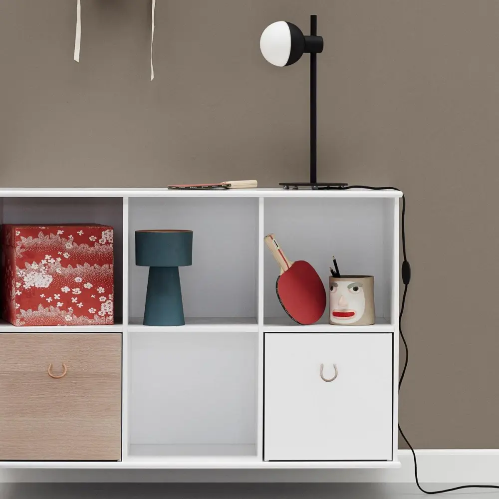 Storage Oak Leather Shelf