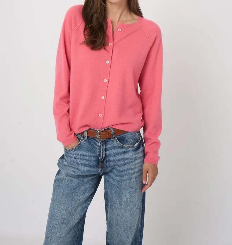 Cashmere Button-Front Ribbed Cardigan