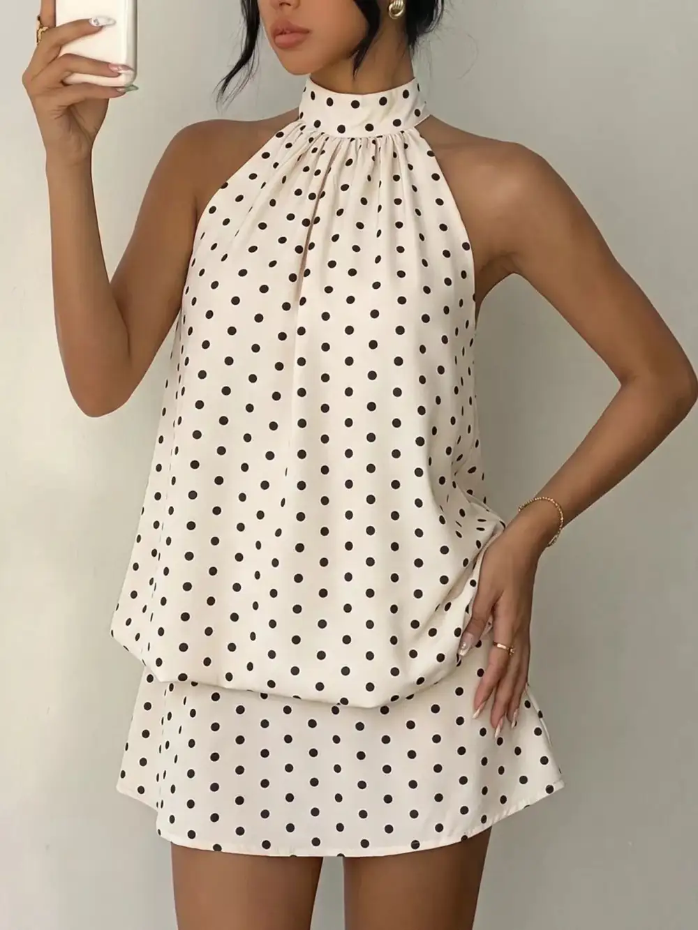 Halter Polka-Dot Mini Dress