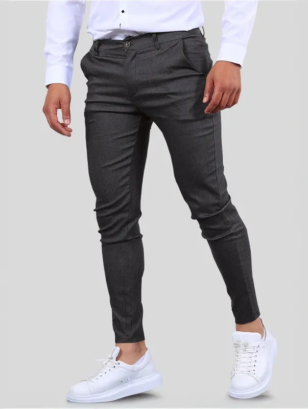 Grey Slim Fit Stretch Pants