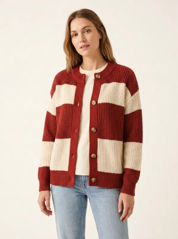 Sport Knit Rugby Striped Knit Cardigan