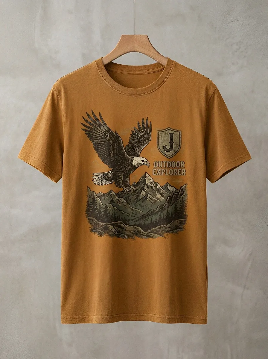Men's Eagle Vintage Inspired Forest Graphic T-Shirt