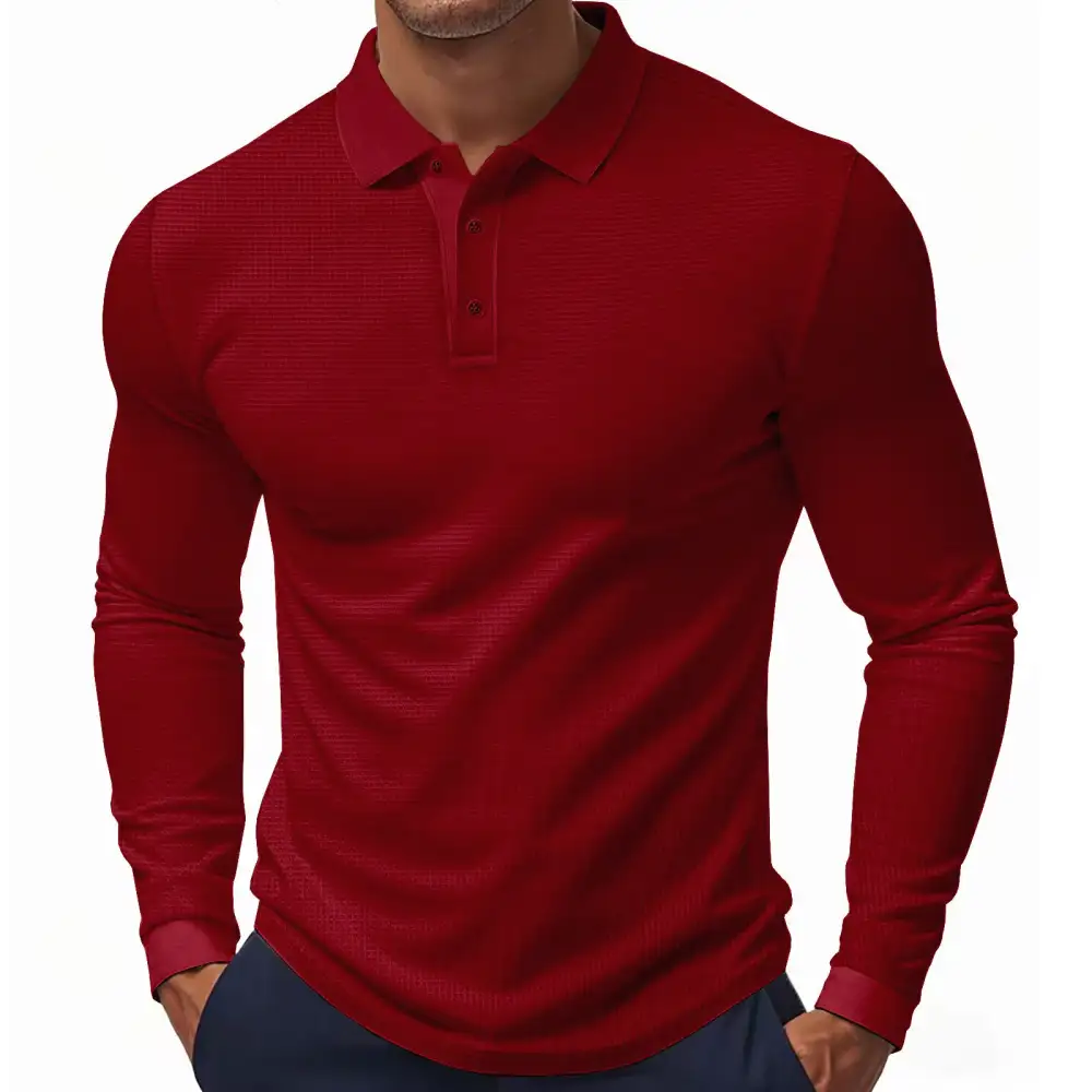 Long Sleeve Slim Fit Jersey Polo Shirt