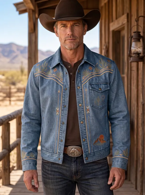Western Trail Cactus Desert Country Style Men's Western Jacket