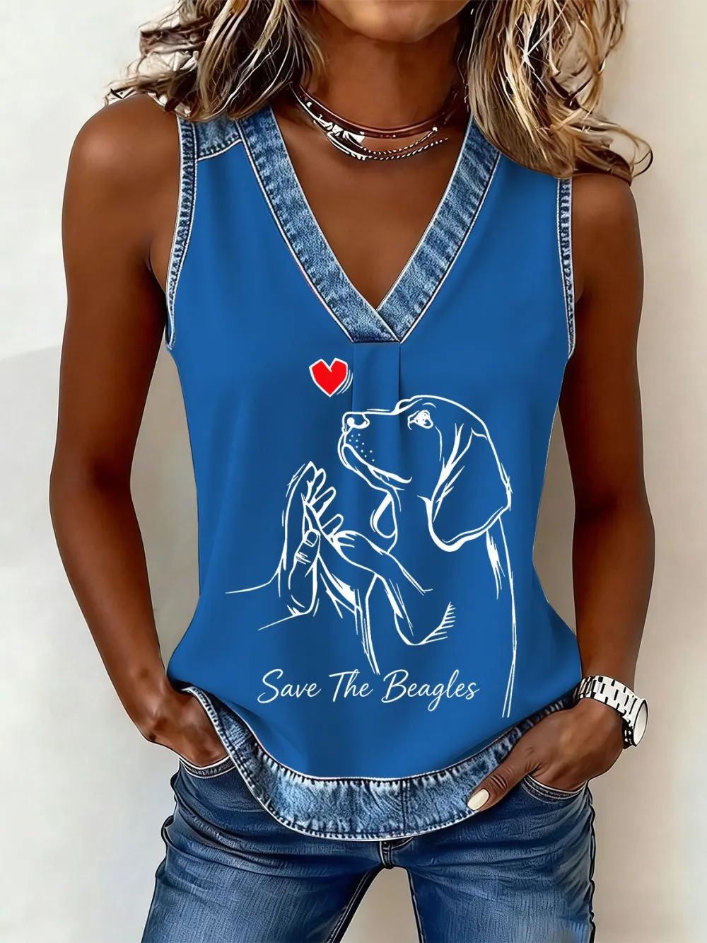Women's Save The Beagles Print Vest