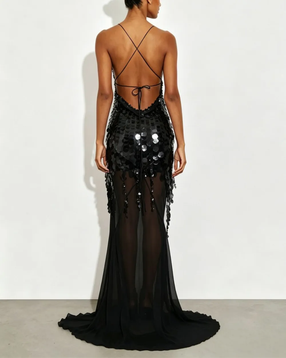 Sequin Sheer Mermaid Evening Gown