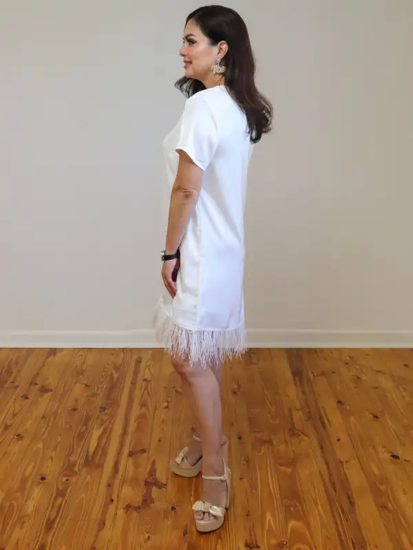 Short-Sleeve Satin Mini Dress