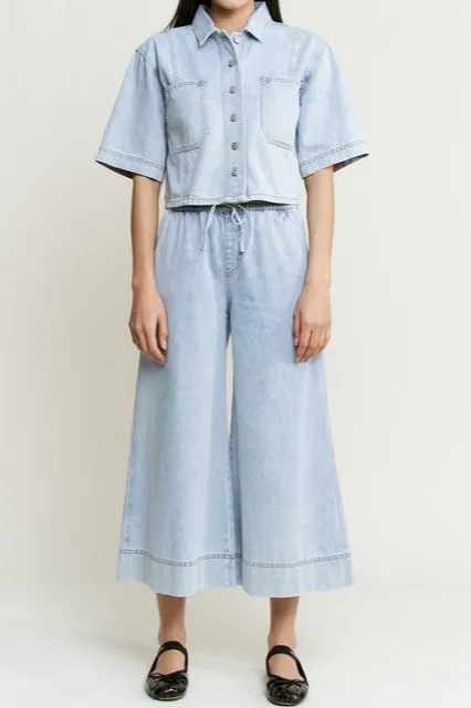 Denim High Rise Wide Leg Pants
