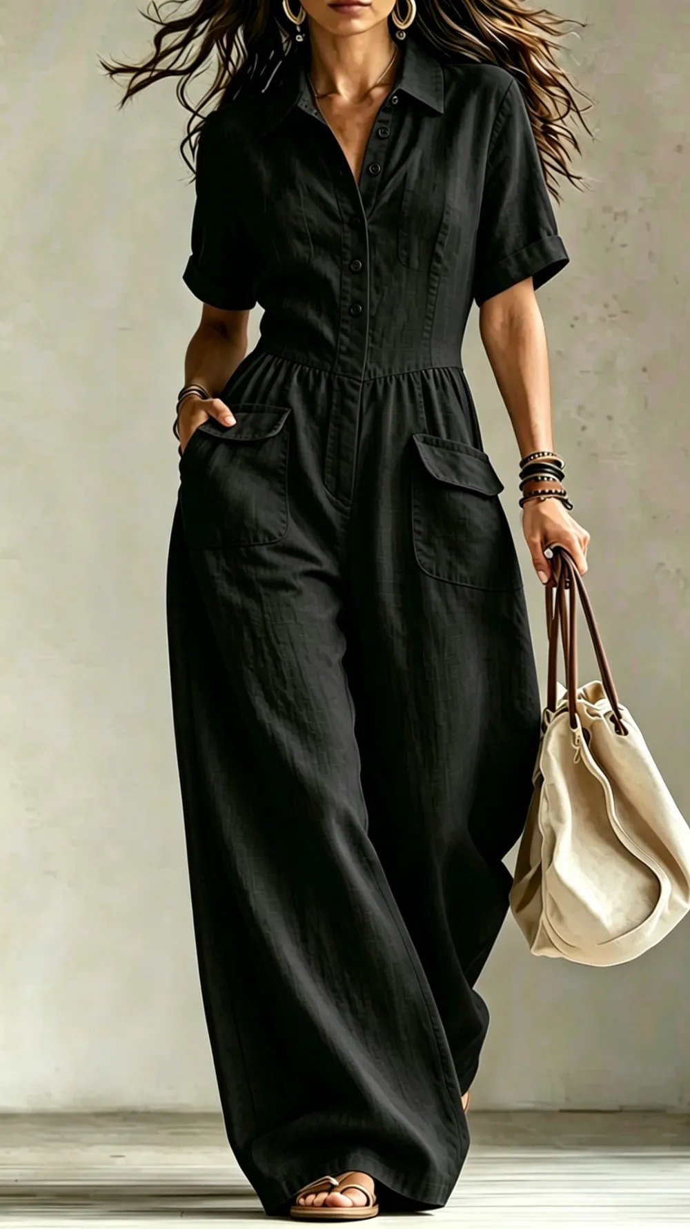 Button Detail Jumpsuit