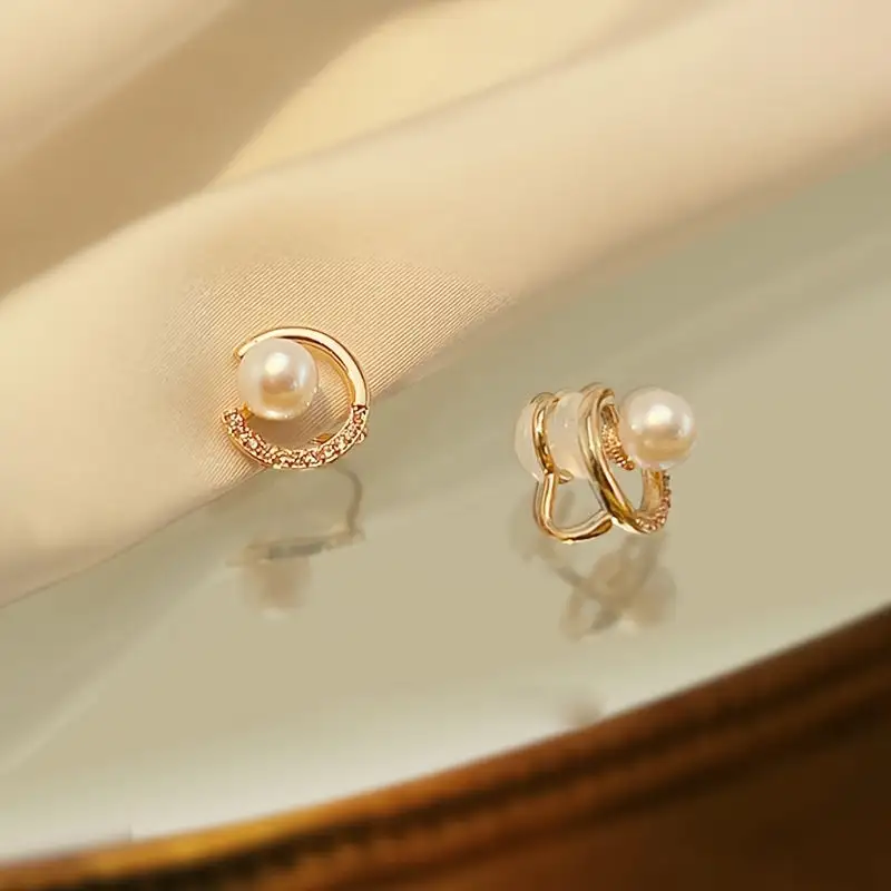 Vintage Clip-On Earrings Faux Pearl Copper No Piercing Needed