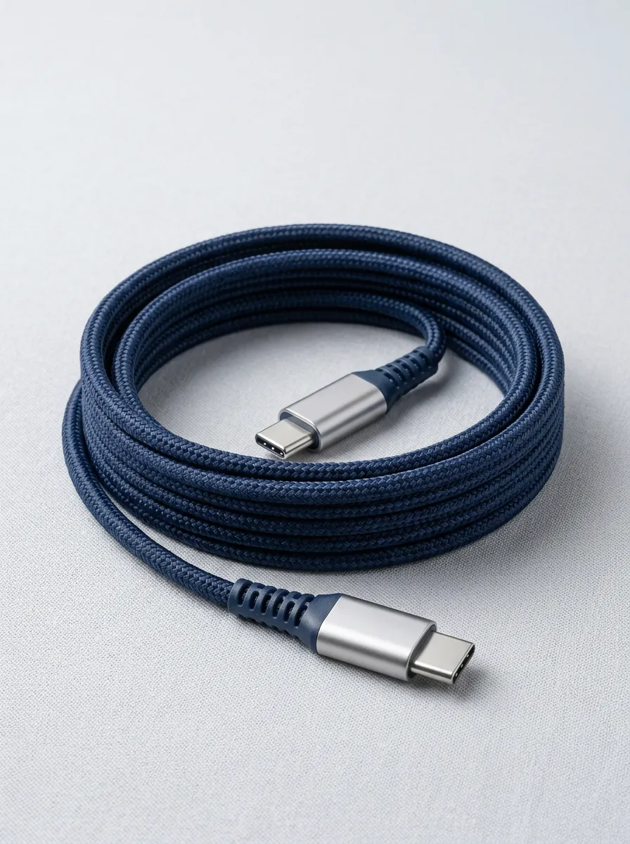 Navy Blue Braided USB-C Phone Charging Cable
