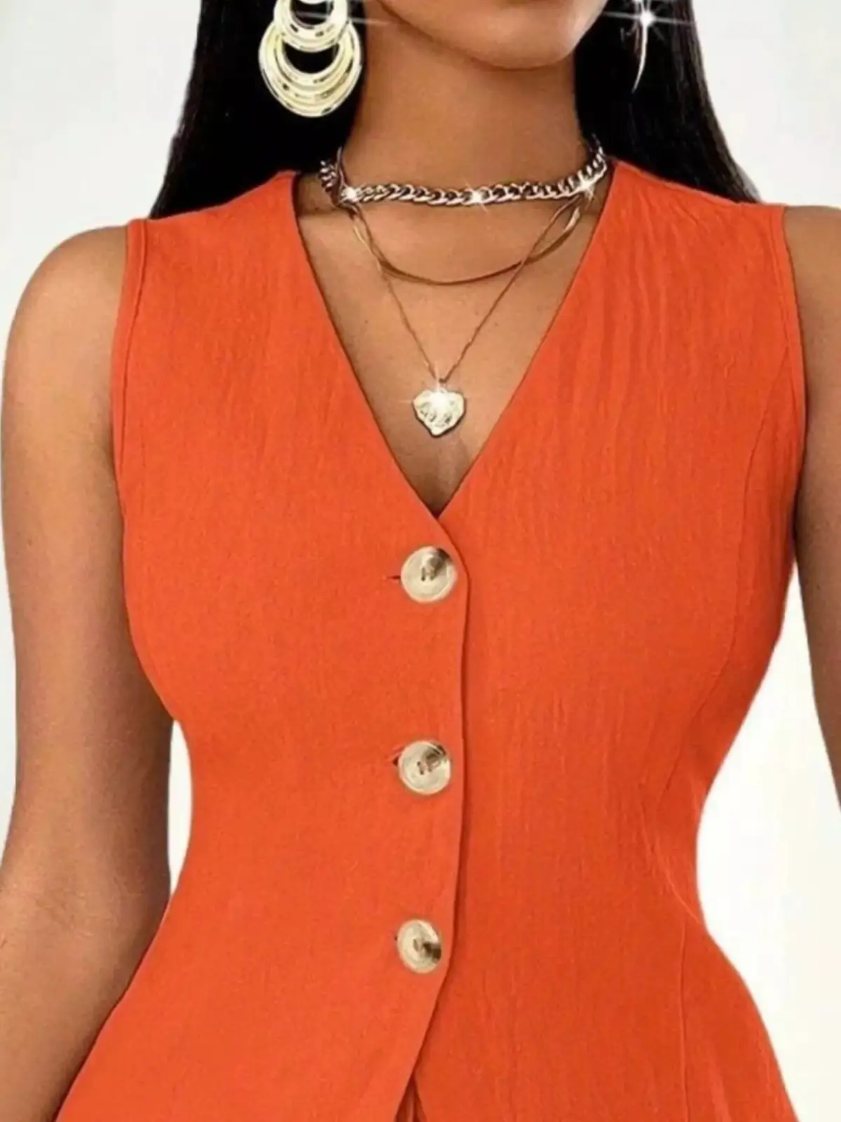 Drawstring Pocketed Vest and Shorts Matching Set