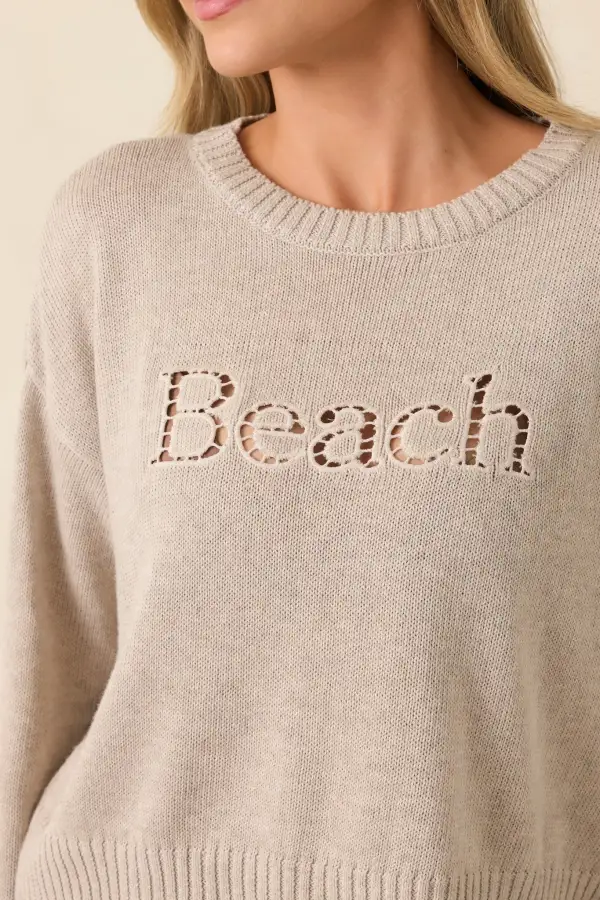 Embroidered Heather Knit Sweater