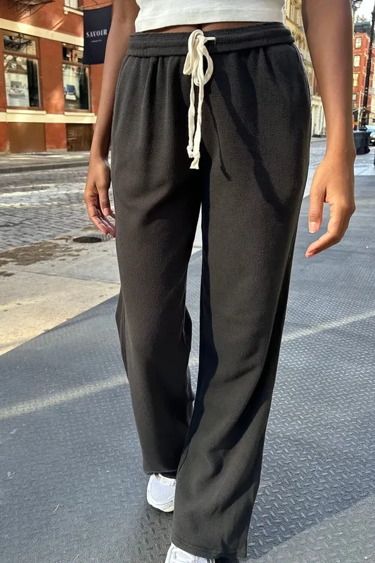Black Waffle Sweatpants