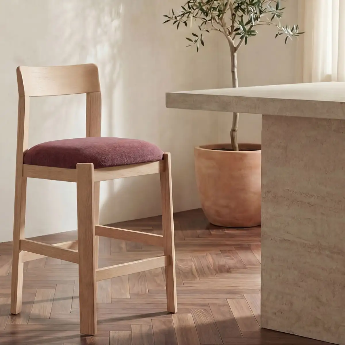 Dining Oak-Frame Counter Stool