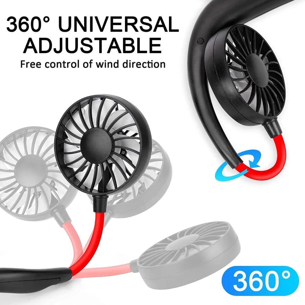 Hand Free Personal Fan,Wearable Neckband Fan USB Rechargeable mini Sports Fan