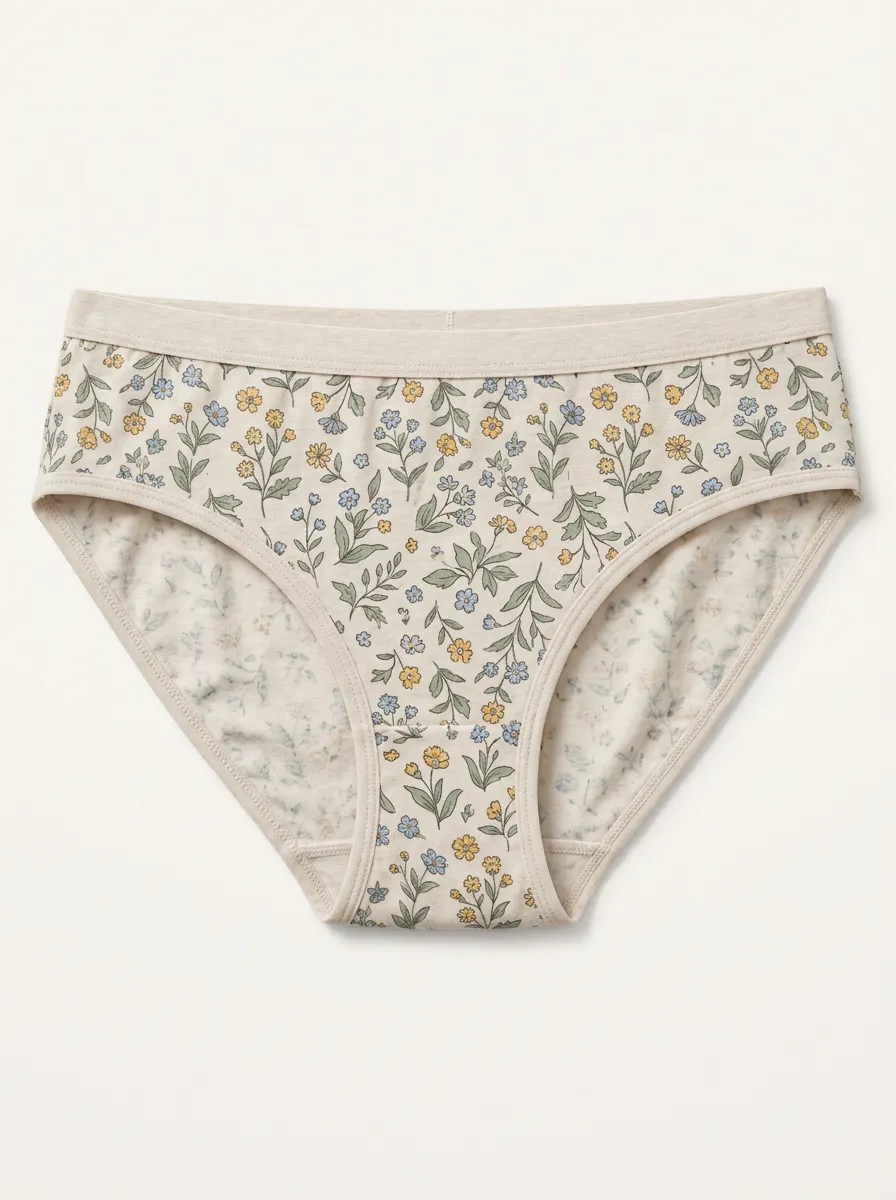 Women's Patterned Panties with Floral Flower Detail