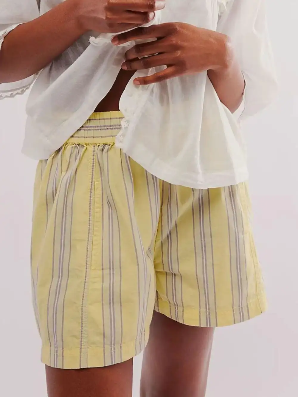 Cotton-Blend Elastic Waist Shorts
