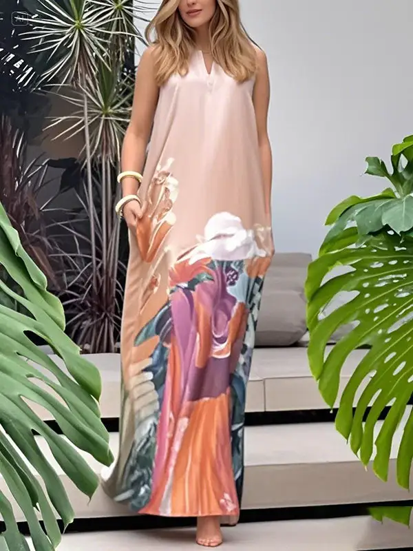 Figure Sleeveless Neck Maxi Dress