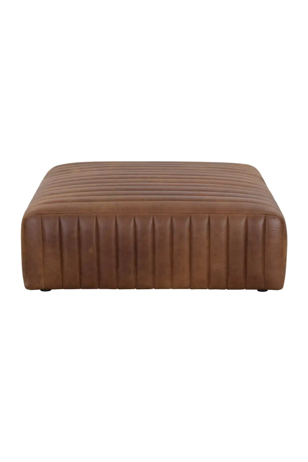 Textured Leather Ottoman