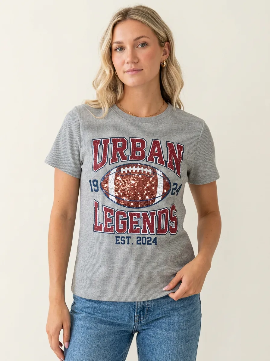 Women's Bold Gridiron Ball Crewneck T-Shirt