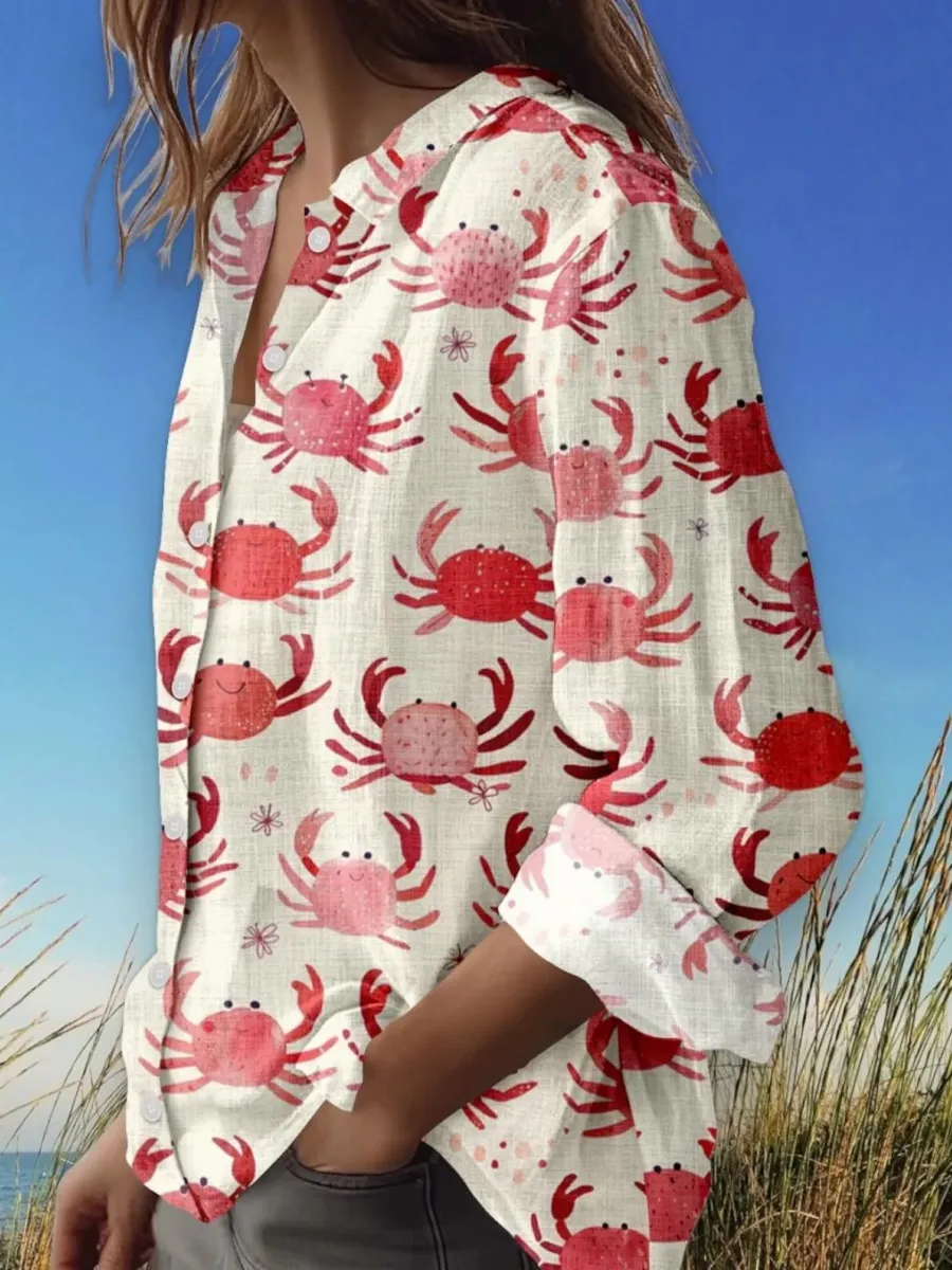 Cute Crab Print Shirt